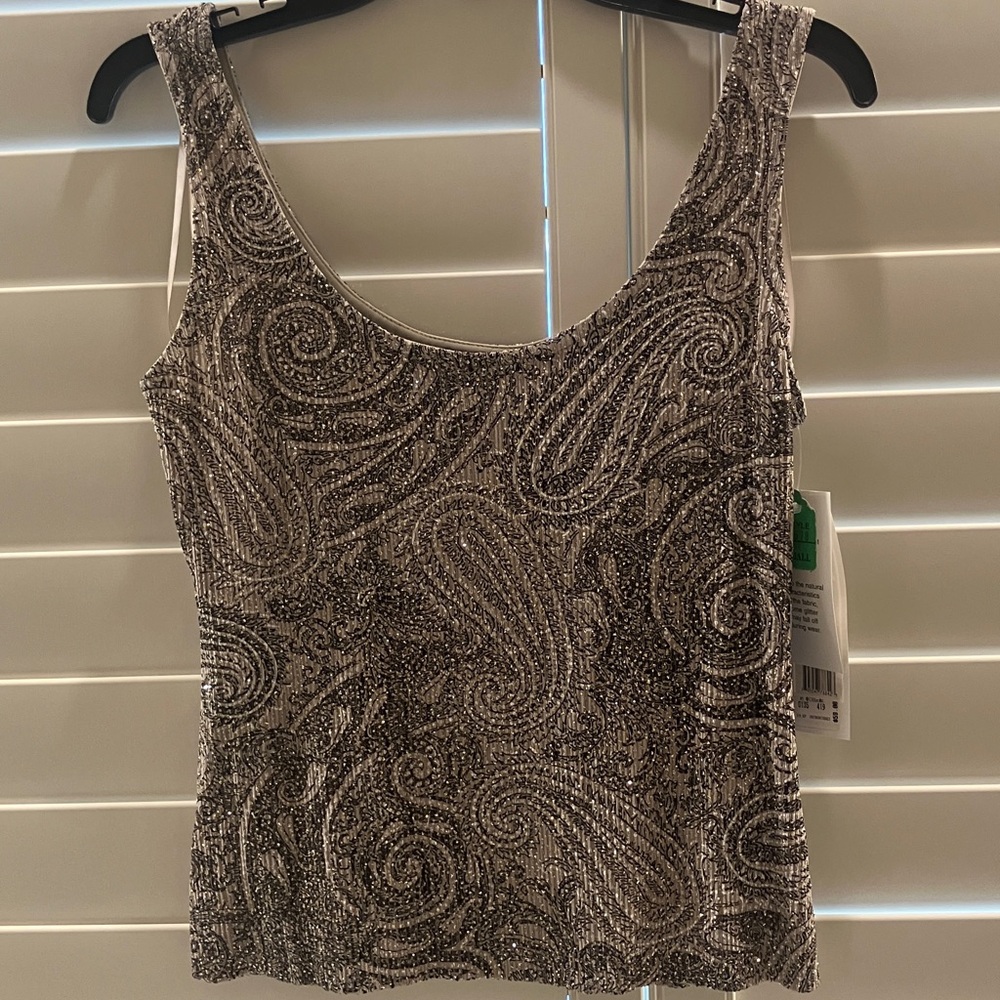NWT Alex Evenings Shimmery Paisley Print Tank Top
